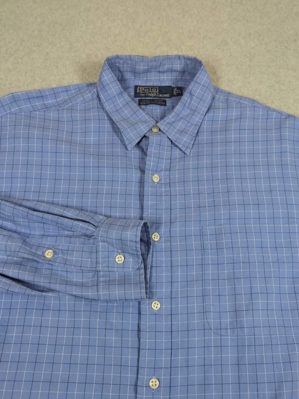 Polo Ralph Lauren Shirt Men's XL Blue Plaid Lowell Sport Button Up Vintage